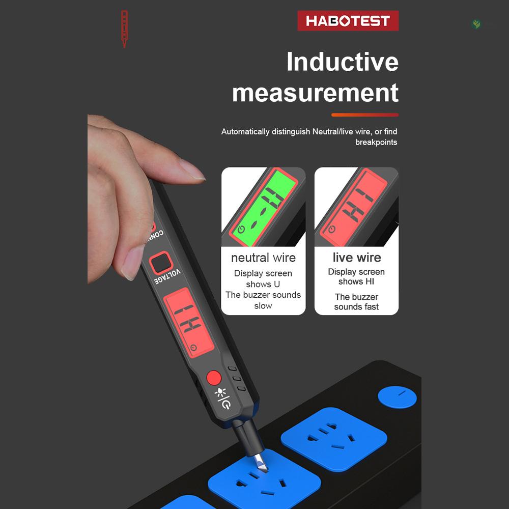 พร้อมส่ง-habotest-ht89-เครื่องทดสอบแรงดันไฟฟ้า-ac-12-300v-ไม่สัมผัส-ตรวจจับแรงดันไฟฟ้า-สําหรับไลฟ์สด-และสายนกนางนวล-พร้อมไฟฉาย-หน้าจอ-lcd-ค้นหาจุดบกพร่อง-พร้อมเสียง-และสัญญาณเตือนไฟ