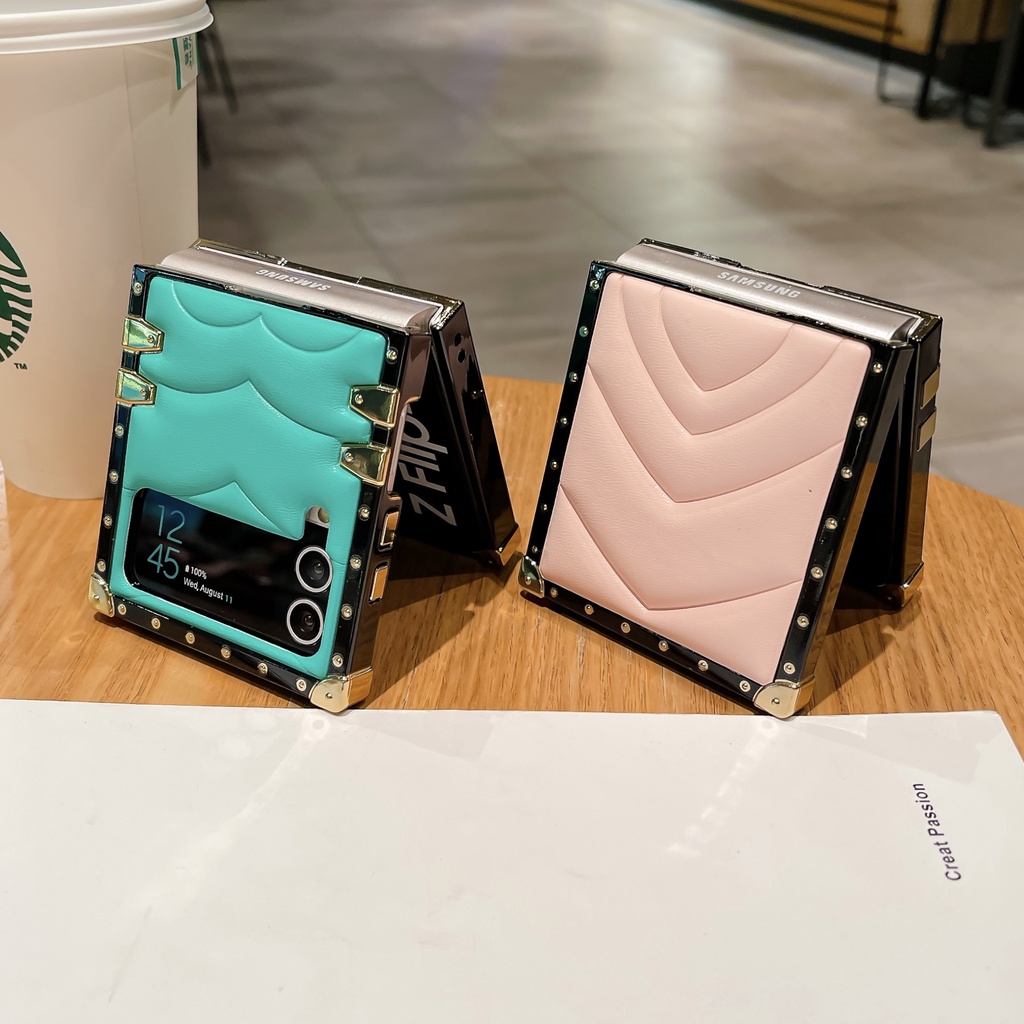 เคสโทรศัพท์มือถือ-ทรงสี่เหลี่ยม-หรูหรา-สําหรับ-samsung-galaxy-z-flip-3-flip-4