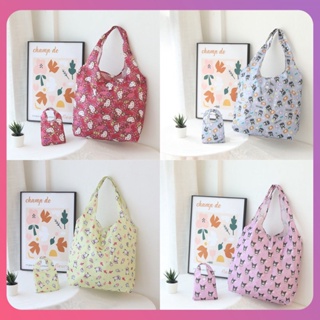 Creative Sanrio Shopping Bag กระเป๋าช้อปปิ้งพิมพ์กันน้ำพับได้ Plaid Environmental Protection Bag 2 In One Shopping Bag Home Outdoor Tools [COD]