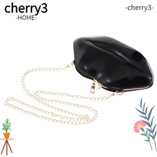 Cherry3 กระเป๋าถือ กระเป๋าสะพายไหล่ PVC ทรงโท้ท แต่งสายโซ่คล้อง ลายริมฝีปาก เหมาะกับงานปาร์ตี้ แฟชั่นสําหรับสตรี