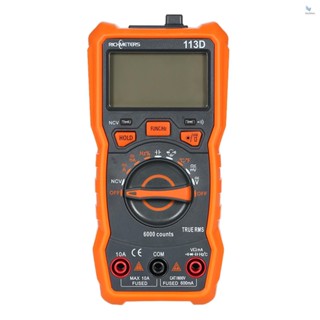 {fash} Richmeters RM113D NCV มัลติมิเตอร์ดิจิทัล นับ 6000 ครั้ง AC/DC วัดอุณหภูมิแรงดันไฟฟ้าอัตโนมัติ ไฟแฟลชแบ็คไลท์ หน้าจอขนาดใหญ่ พร้อมตัวดูดแม่เหล็ก