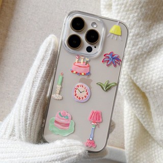 เคสโทรศัพท์มือถือใส แบบนิ่ม ลายนาฬิกา สไตล์เกาหลี สําหรับ Apple iPhone14 13 12 11