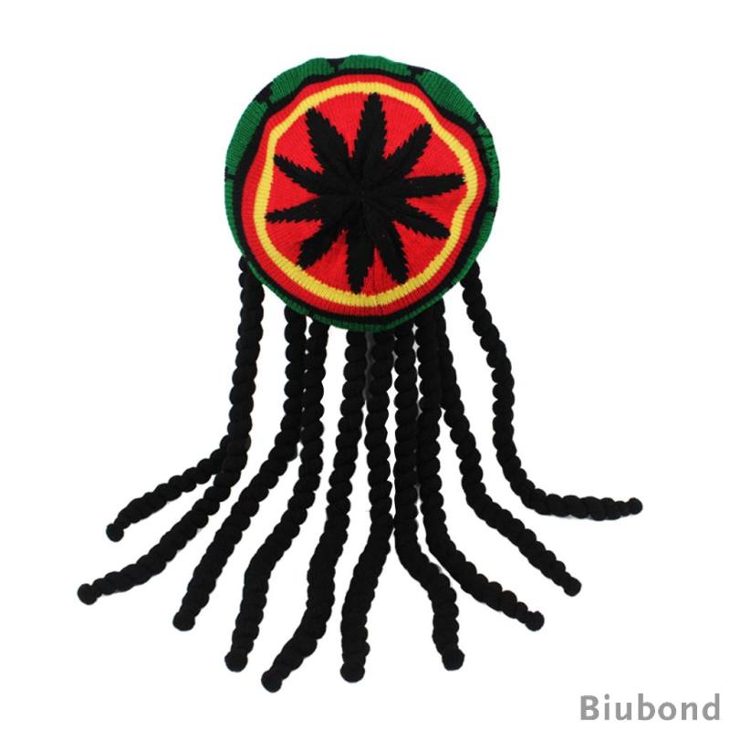 biubond-หมวกบีนนี่-ผ้าถัก-ลาย-reggae-สไตล์ฮิปปี้-เดรดล็อก-เครื่องแต่งกายสไตล์-jamican