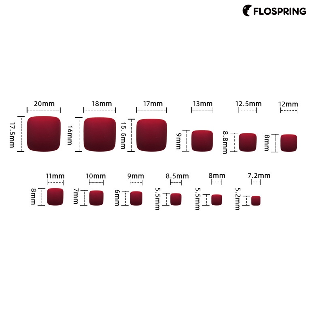 flospring-แผ่นแปะเล็บปลอม-abs-น้ําหนักเบา-สีไวน์แดง-สําหรับเด็กผู้หญิง-1-ชุด