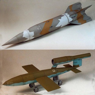 โมเดลกระดาษ รูปพัดทหารอวกาศ ขีปนาวุธ 1:24 V1 V2 DIY