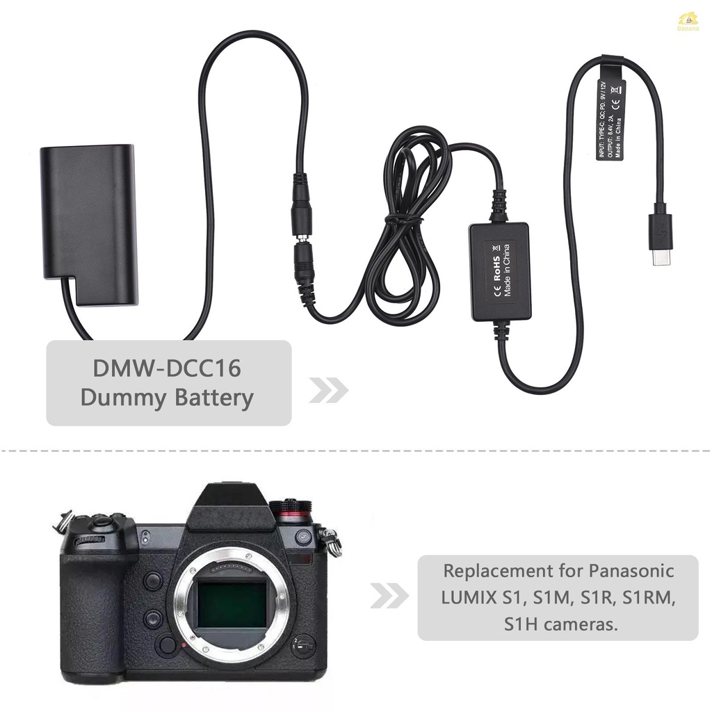 banana-pie-pd-สาย-usb-type-c-เป็นแบตเตอรี่ดัมมี่-dmw-dcc16-dc-coupler-dmw-blj31-แบบเปลี่ยน-สําหรับ-panasonic-lumix-s1-s1m-s1r-s1rm-s1h