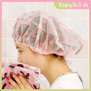 แฟชั่น Wave Point หมวกอาบน้ำกันน้ำ Dot Bath Hair Cover Hat Cap LIFE09