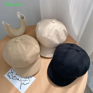Bluevelvet หมวกแก๊ป ผ้าฝ้าย และผ้าลินิน ให้ความอบอุ่น สีพื้น สไตล์เกาหลี สําหรับผู้หญิง