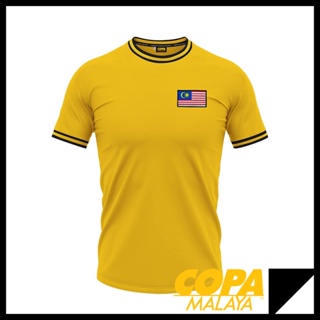 (พร้อมส่ง) เสื้อกีฬาแขนสั้น ลายทีมชาติฟุตบอล Jersi Sepak Ball Retro MALAYSIA 1970 Harimau Copa Malaya สีเหลือง