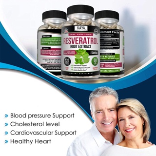 Resveratrol เรสเวอราทรอล - ชะลอวัย Antioxidant Supplement 60/120 Capsules ดูแลหัวใจให้แข็งแรง