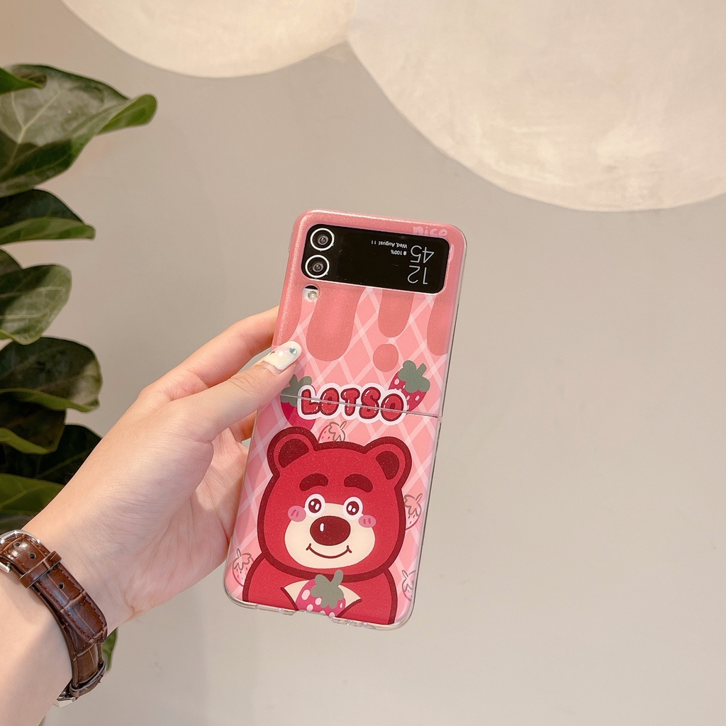 เคสโทรศัพท์มือถือ-pc-แข็ง-กันกระแทก-ลายการ์ตูนหมีสตรอเบอร์รี่น่ารัก-สําหรับ-samsung-galaxy-z-flip-4-5g-find-n2-flip-5g-samsung-galaxy-z-flip-3