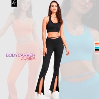 Bodycarver ZUMBA ชุดกีฬา ผู้หญิง กางเกงบาน ชุดชั้นในในตัว ชุดโยคะ ยืดหยุ่นสูง ผู้หญิง ชุดกีฬา สวมใส่