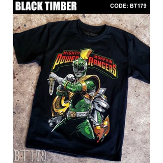 BT 179  Power Rangers Mighty Morphin เสื้อยืด สีดำ BT Black Timber T-Shirt ผ้าคอตตอน สกรีนลายแน่น S M L XL XXL