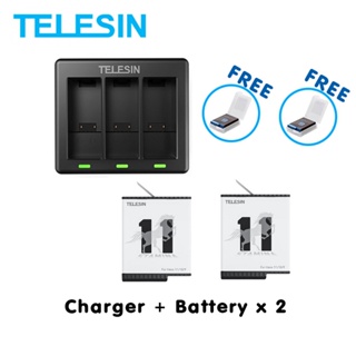 GoPro 11 / 10 / 9 Telesin Charger + Telesin Stamina Battery Enduro x 2 แท่นชาร์จ ที่ชาร์จ + แบตเตอร์รี่ x 2