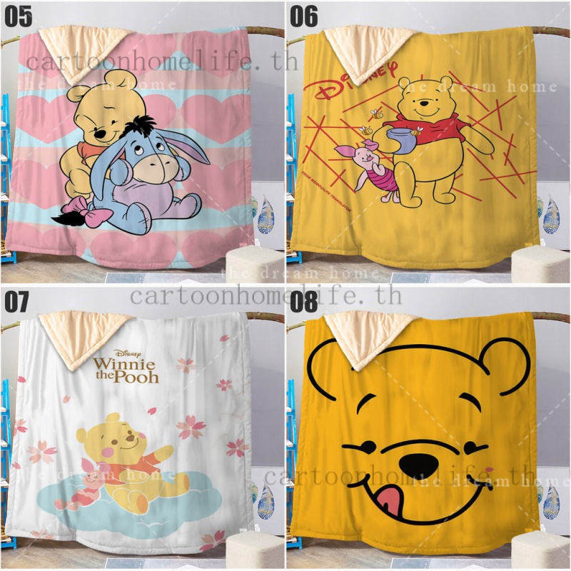 winnie-the-pooh-ผ้าห่มเนื้อผ้าฝ้ายลายการ์ตูนหมีพูห์ล้างทําความสะอาดได้