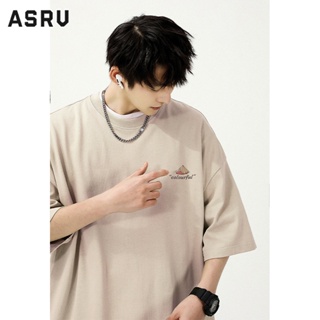 ASRV เสื้อเชิ้ตแขนสั้นผู้ชายพิมพ์ลายใหม่อินเทรนด์สไตล์ฮ่องกงสวมใส่สบายและหลากหลายในเสื้อยืดคอกลม