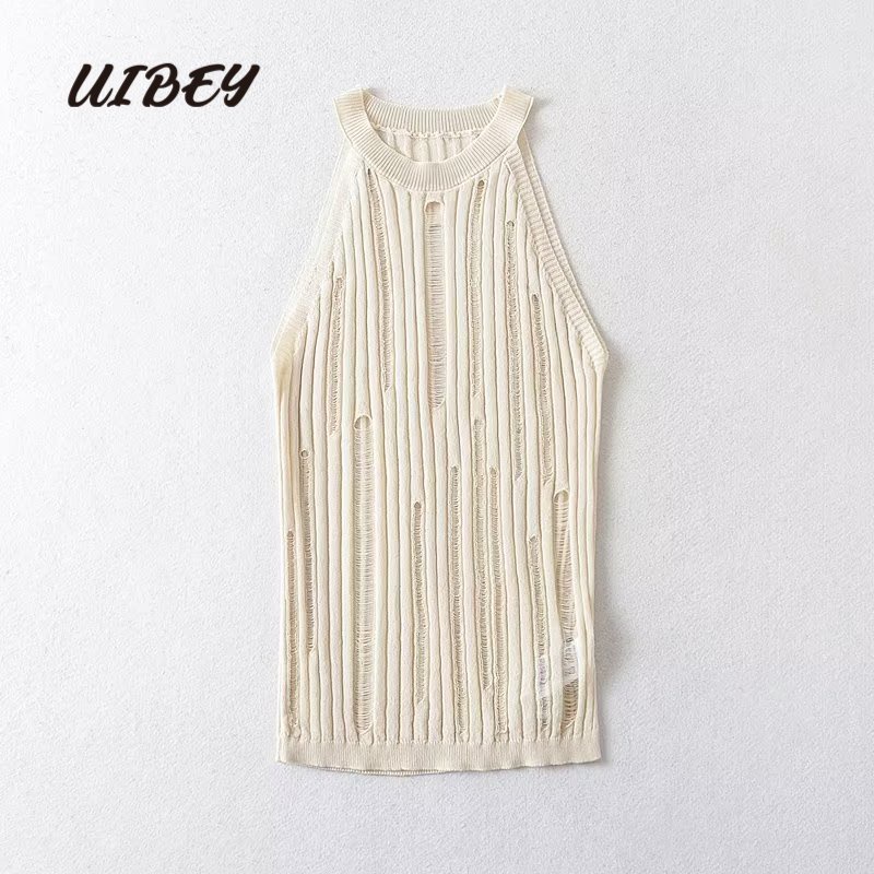 uibey-เสื้อกั๊ก-ผ้าถัก-กลวง-สีพื้น-66188