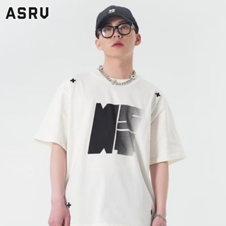 ASRV เสื้อยืดคอกลมแขนสั้นผู้ชายสไตล์เมืองอินเทรนด์สไตล์เมืองอินเทรนด์ในเสื้อยืดคู่