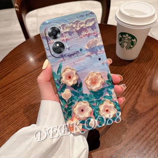 พร้อมส่ง เคสโทรศัพท์มือถือ TPU แบบนิ่ม ลายดอกไม้น่ารัก สีม่วง สีชมพู สําหรับ OPPO A98 5G OPPOA98 2023