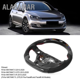 ALABAMAR LED Performance Carbon Fiber Race Display พวงมาลัยหนัง Preforated W/เย็บสีแดง Fit สำหรับ Mk7/7.5 2013-2020