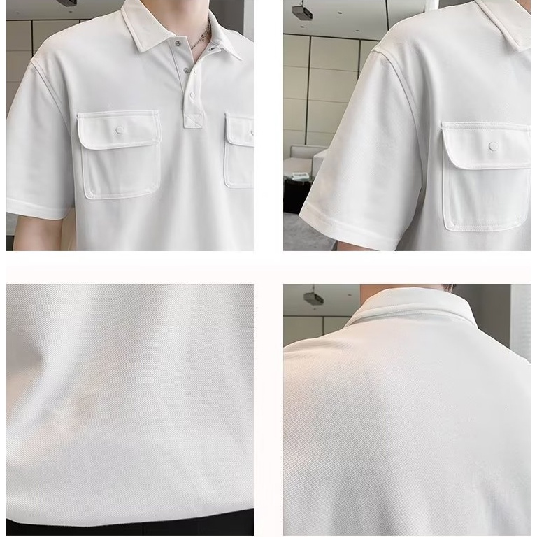 เสื้อโปโลแขนสั้น-ผ้าฝ้าย-100-ระบายอากาศได้ดี-สไตล์เกาหลี-สําหรับผู้ชาย