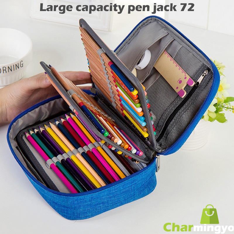 กระเป๋าดินสอ-ปากกา-4-ชั้น-72-หลุม-มีซิป-ขนาดใหญ่-จุของได้เยอะ-เหมาะกับของขวัญ-สําหรับโรงเรียน