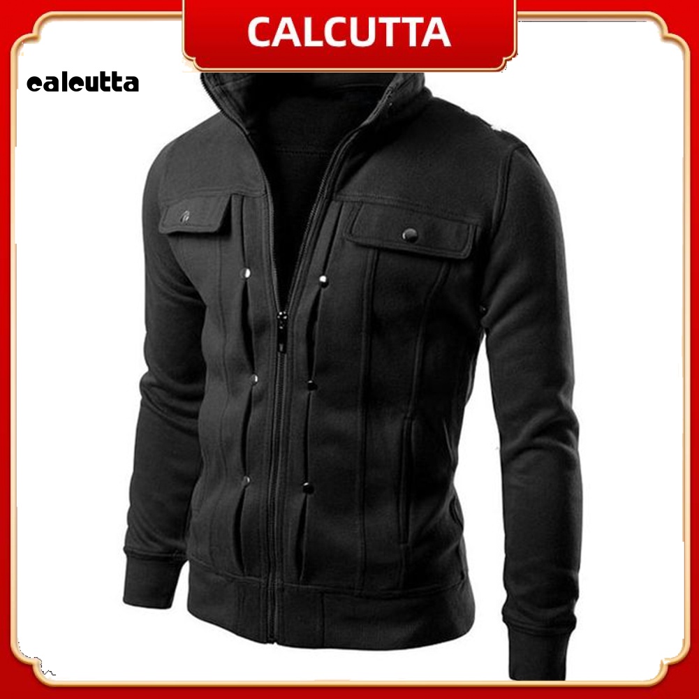 calcutta-เสื้อแจ็กเก็ตแขนยาว-คอปก-มีซิป-เข้ารูป-พลัสไซซ์-สีพื้น-สําหรับผู้ชาย