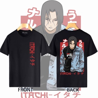 ราคาถูก Naruto Itachi อะนิเมะเสื้อยืดผ้าฝ้ายแฟชั่น Unisex สีดำสีขาวทรงคลาสสิค เสื้อคู่