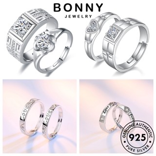 BONNY JEWELRY เงิน Silver เครื่องประดับ 925 ต้นฉบับ แท้ เครื่องประดับ เกาหลี เรียบง่าย แหวน แฟชั่น คู่รัก มอยส์ซาไนท์ไดมอนด์ M060