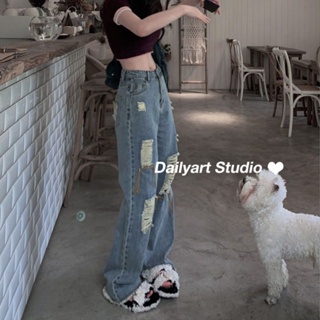 Dailyart กางเกงขายาว กางเกงเอวสูง สไตล์เกาหลี แฟชั่น 2023 NEW 071527