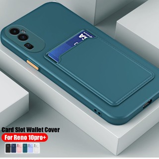 เคสโทรศัพท์มือถือ ซิลิโคน ผิวด้าน กันรอยกล้อง พร้อมช่องใส่บัตร สีแคนดี้ สําหรับ Oppo Reno 10 Pro Plus Reno10 Pro+ Reno8T 4G