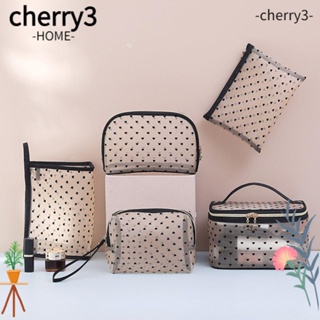 CHERRY3 กระเป๋าตาข่ายใส่เครื่องสําอาง ความจุขนาดใหญ่ สีดํา