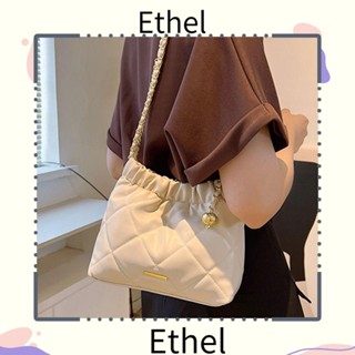 Ethel1 กระเป๋าสะพายไหล่ กระเป๋าถือลําลอง หนัง PU ทรงบักเก็ต ขนาดใหญ่ จุของได้เยอะ สีพื้น แฟชั่นสําหรับสตรี