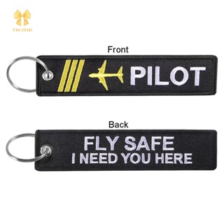 Chuffed&gt; FLY SAFE I NEED YOU HERE พวงกุญแจ ปักลายเครื่องบิน ทั้งสองด้าน สําหรับห้อยกระเป๋าเป้สะพายหลัง
