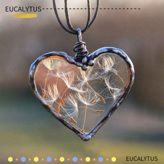 Eutus สร้อยคอโซ่ จี้รูปหัวใจ ดอกแดนดิไลออน หัวใจ หัวใจ สร้างสรรค์ สําหรับผู้หญิง