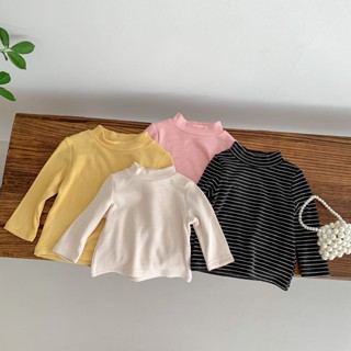 เสื้อเชิ้ตแขนยาว คอสูง เข้ากับทุกการแต่งกาย แฟชั่นฤดูใบไม้ร่วง และฤดูหนาว สไตล์เกาหลี สําหรับเด็กผู้หญิง