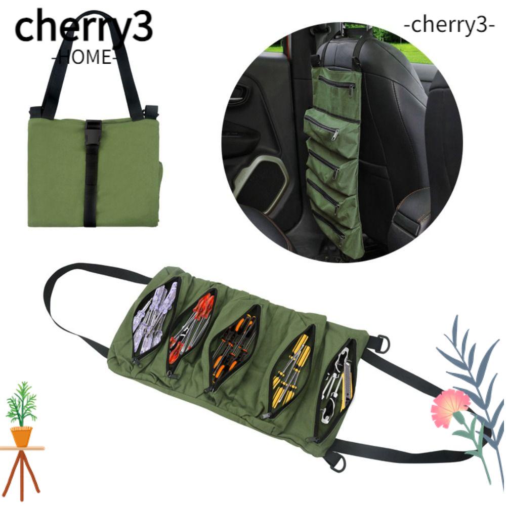 cherry3-กระเป๋าผ้าแคนวาส-แบบม้วน-พับได้-สําหรับใส่เครื่องมือช่าง