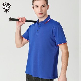 เสื้อโปโลลําลอง แขนห้าส่วน แฟชั่นสําหรับผู้ชาย มี 6 สี