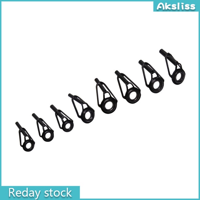 aks-ชุดแหวนไกด์เซรามิค-สเตนเลส-สําหรับคันเบ็ดตกปลา-8-ชิ้น