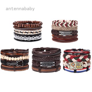 Ab ใหม่ สร้อยข้อมือหนังถัก สไตล์วินเทจ สําหรับผู้ชาย