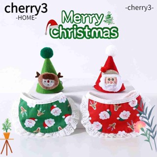 Cherry3 หมวกบันดานา คริสต์มาส อุปกรณ์เสริม สําหรับสัตว์เลี้ยง สุนัข แมว