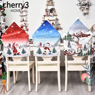 Cherry3 ผ้าคลุมเก้าอี้รับประทานอาหาร แบบนิ่ม ลายคริสต์มาส สําหรับตกแต่งห้องครัว