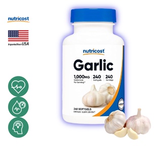 นูทรีคอสท์ น้ำมันกระเทียม 1000 mg x 240 เม็ด กระเทียมสกัด ไร้กลิ่น Nutricost Garlic Oil /กินร่วมกับ แอสต้าแซนทีน ถังเ...
