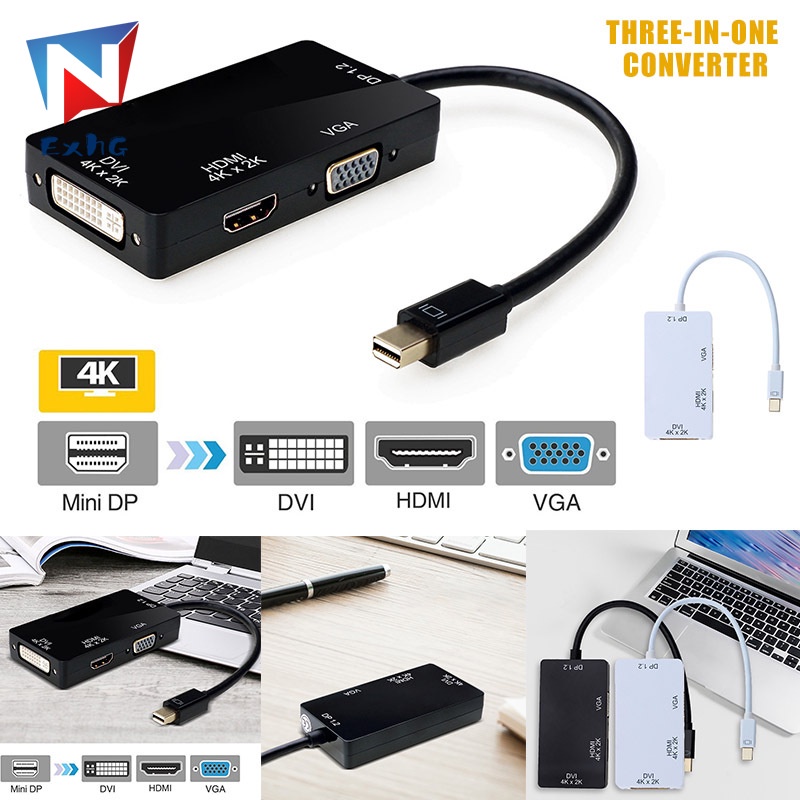 อะแดปเตอร์แปลง-mini-dp-1-2v-เป็น-dvi-vga-hdmi-4k-3-in-1-อเนกประสงค์-สําหรับคอมพิวเตอร์-pc-โปรเจคเตอร์