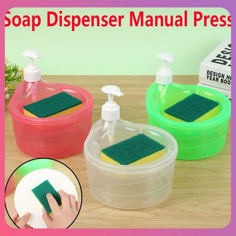 creative-soap-dispensing-box-ชุดแปรงล้างจานคู่มือกดทำความสะอาดภาชนะบรรจุของเหลวด้วยมือกดสบู่-ออแกไนเซอร์-เครื่องล้างจานในครัวทำความสะอาด-เครื่องมือ-cod