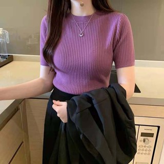 เสื้อยืด คอกลม แขนสั้น ทรงสลิมฟิต สําหรับผู้หญิง