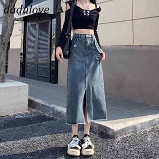 DaDulove💕 New American Ins High Street Retro Jeans Niche High Waist Loose A- line Skirt Large Size Bag Hip Skirt