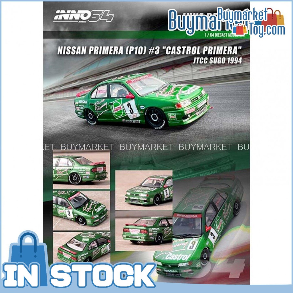 authentic-inno64-1-64-nissan-primera-p10-3-castrol-primera-jtcc-sugo-1994-รถ-diecast