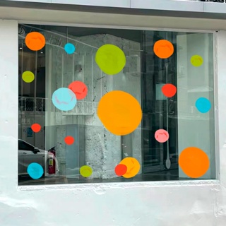 สติกเกอร์ ลายจุด สีสันสดใส แบบสร้างสรรค์ สําหรับติดตกแต่งกระจก หน้าต่าง ประตูร้าน