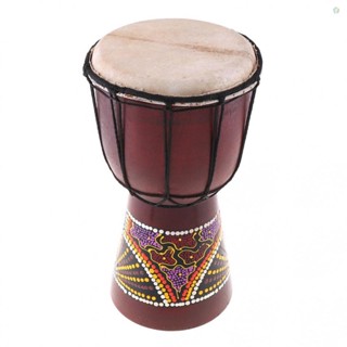 Audioworld เครื่องดนตรีกลองแอฟริกัน Djembe ไม้แพะ แกะสลักด้วยมือ 6 นิ้ว